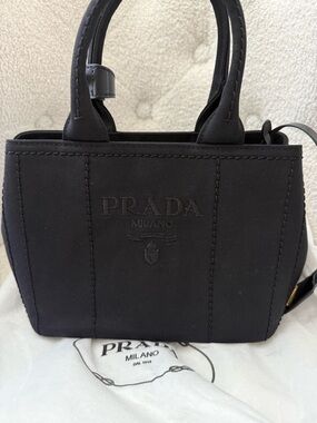 PRADA Milano Black Canvas Mini Tote